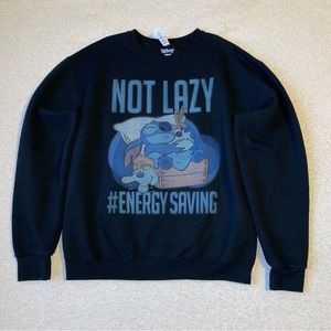 Disney Stitch sweater “NOT LAZY #ENERGY SAVING” medium